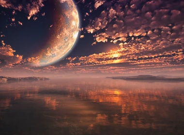 科幻自然，星球，月球 云彩 天空 风光 空间 高清壁纸图片 5000x3125