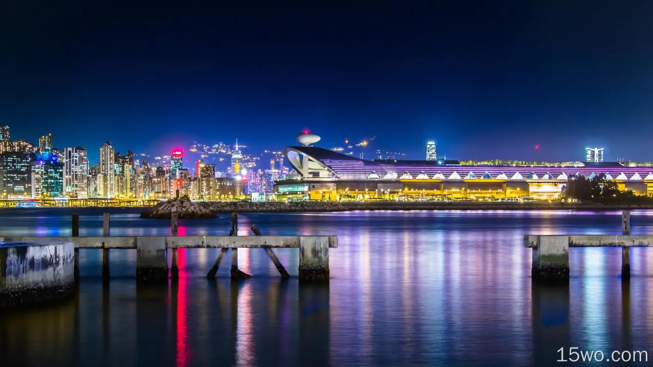 4K 风景 城市夜景 维多利亚港 香港 绚丽