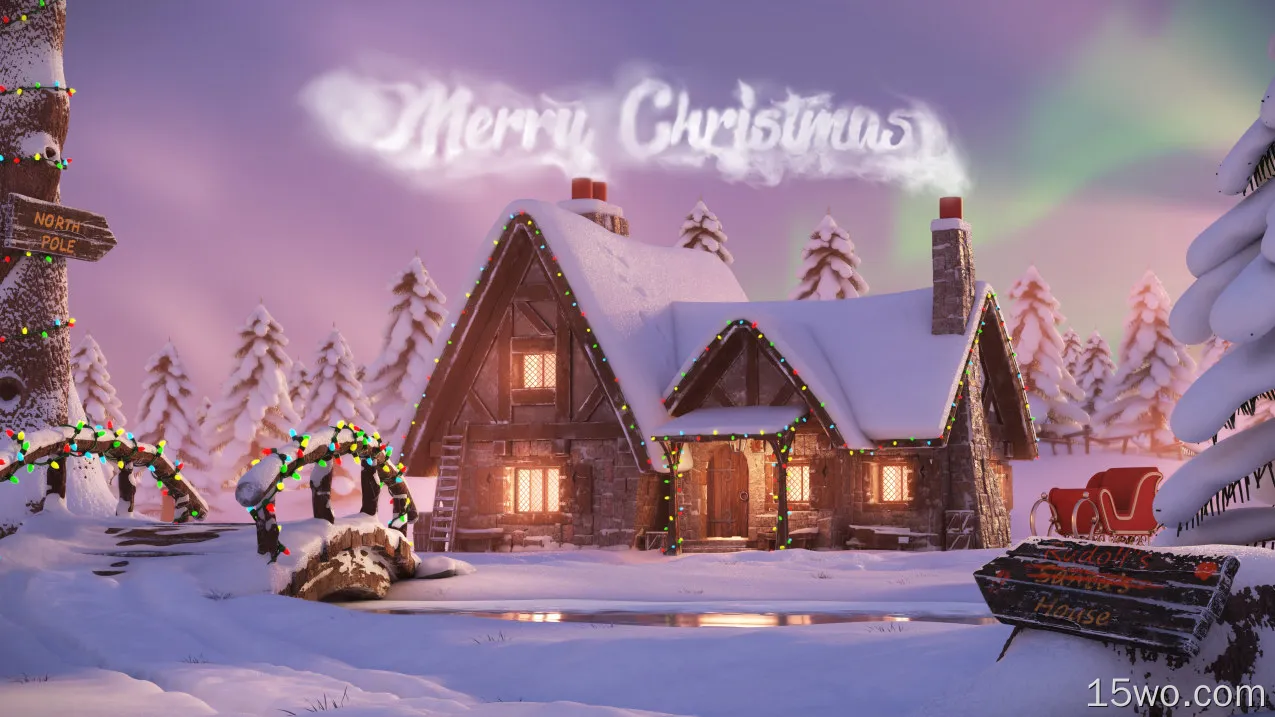 圣诞节,圣诞老人,光,性质,紫色的,壁纸,3840x2160