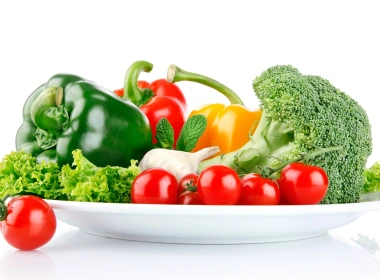 蔬菜，辣椒，西红柿，西兰花，大蒜，白色背景 2880x1800