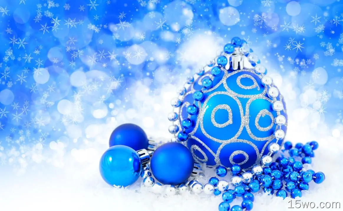 节日 圣诞节 Christmas Ornaments 蓝色 Sparkles 白色 高清壁纸
