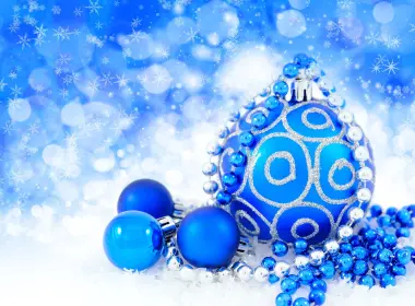 节日 圣诞节 Christmas Ornaments 蓝色 Sparkles 白色 高清壁纸 3695x2277
