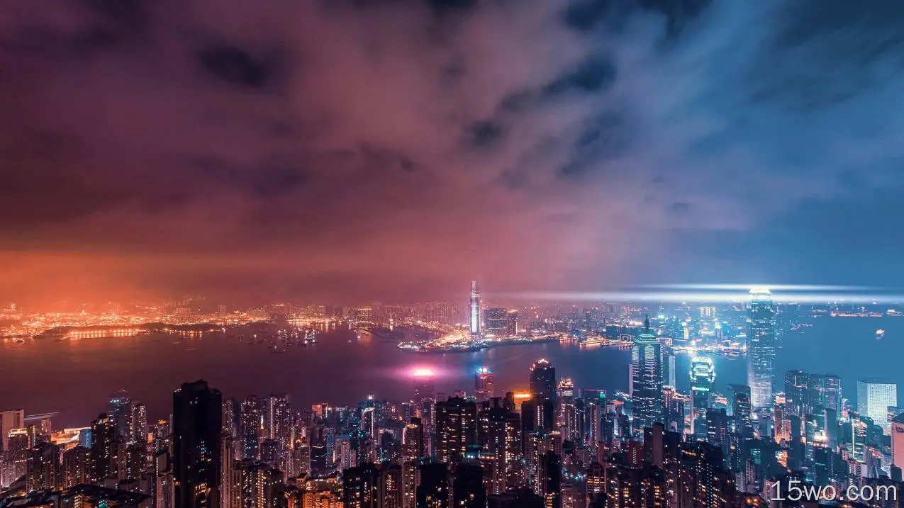 4K 城市夜景 建筑 香港 维多利亚港