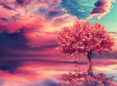 艺术 爱 粉色 树 Swing 高清壁纸 2560x1920