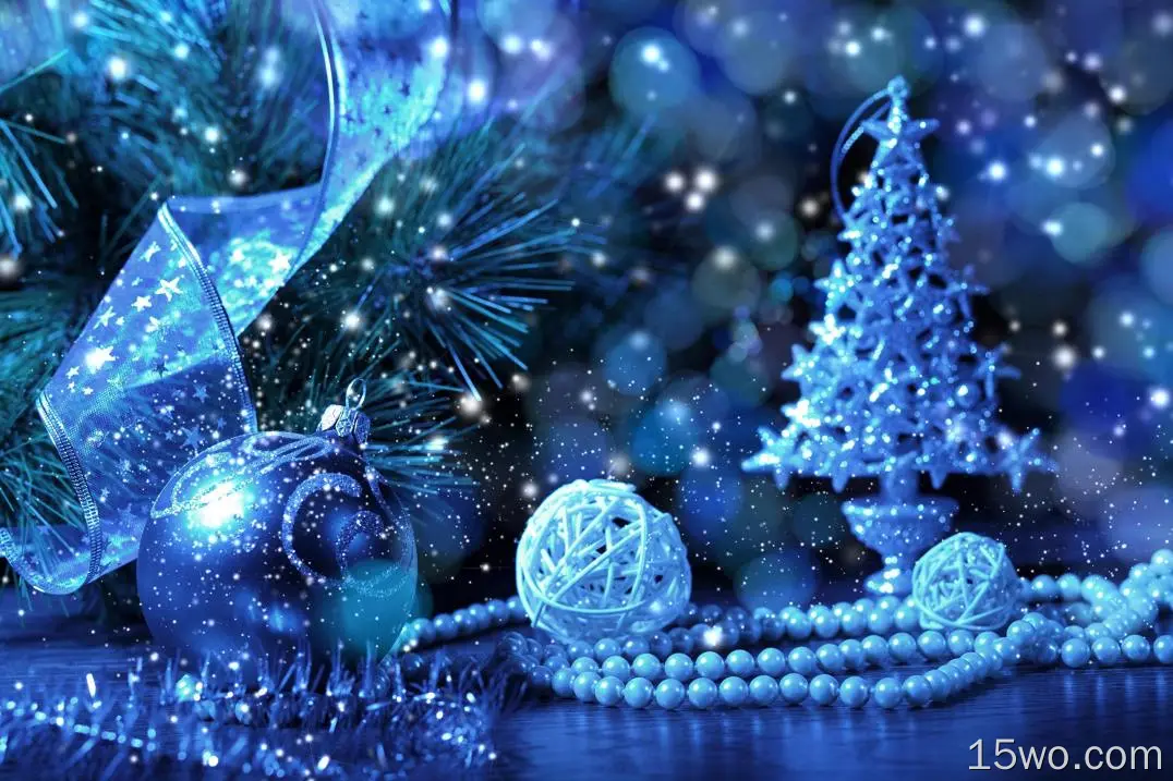 节日 圣诞节 Christmas Ornaments 蓝色 Decoration Pearl Christmas Tree Bauble 高清壁纸