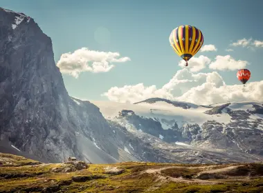 热气球、山、场、景、云、崖 5616x3744