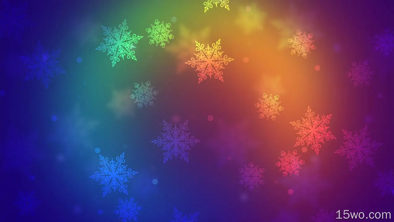 雪花，2019年圣诞节，抽象，彩虹颜色，渐变