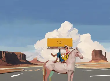 Tito Merello,digital art,artwork,illustration,landscape,Lucky Luke,clouds,rock formation,horse,animals,cowboy,road,cowboy hats,sky 3000x3000