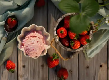 食物 冰淇淋 草莓 甜点 浆果 水果 静物 高清壁纸 6000x4000