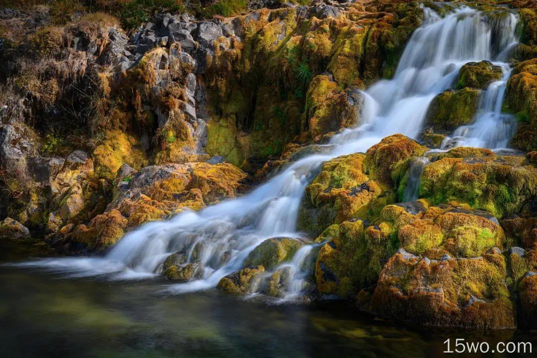 自然 瀑布 岩石 冰岛 高清壁纸