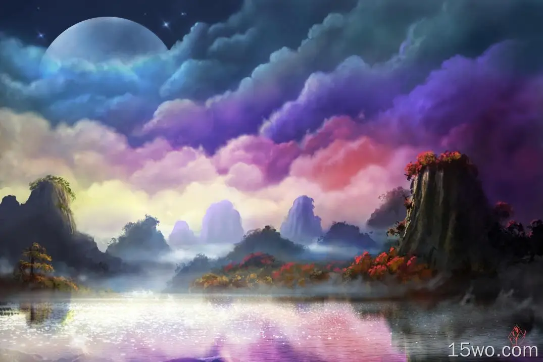 奇幻 风景 月亮 大自然 云 高清壁纸