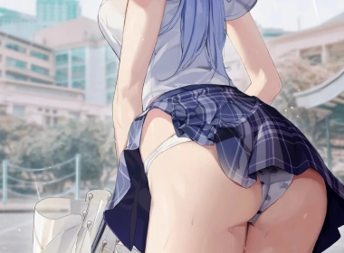 anime,anime girls,portrait display,ass,panties,stockings,umbrella,rain,skirt,looking away,wet body,wet 2880x6068