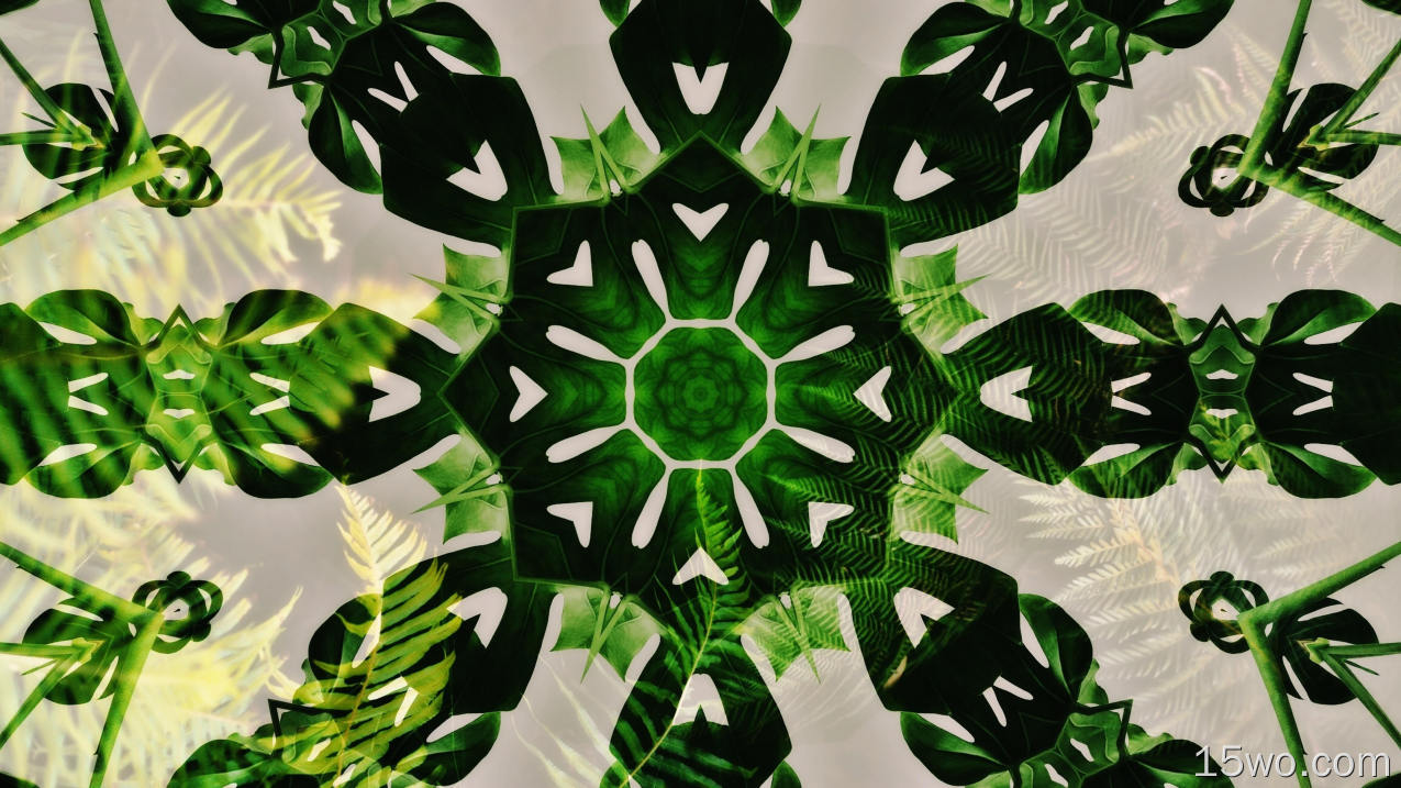 艺术 大自然 Kelidescope 绿色 素材 Mandala 高清壁纸