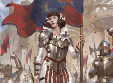 奇幻 骑士 Joan of Arc Brown Hair Woman Warrior Banner Short Hair 高清壁纸 3500x2187