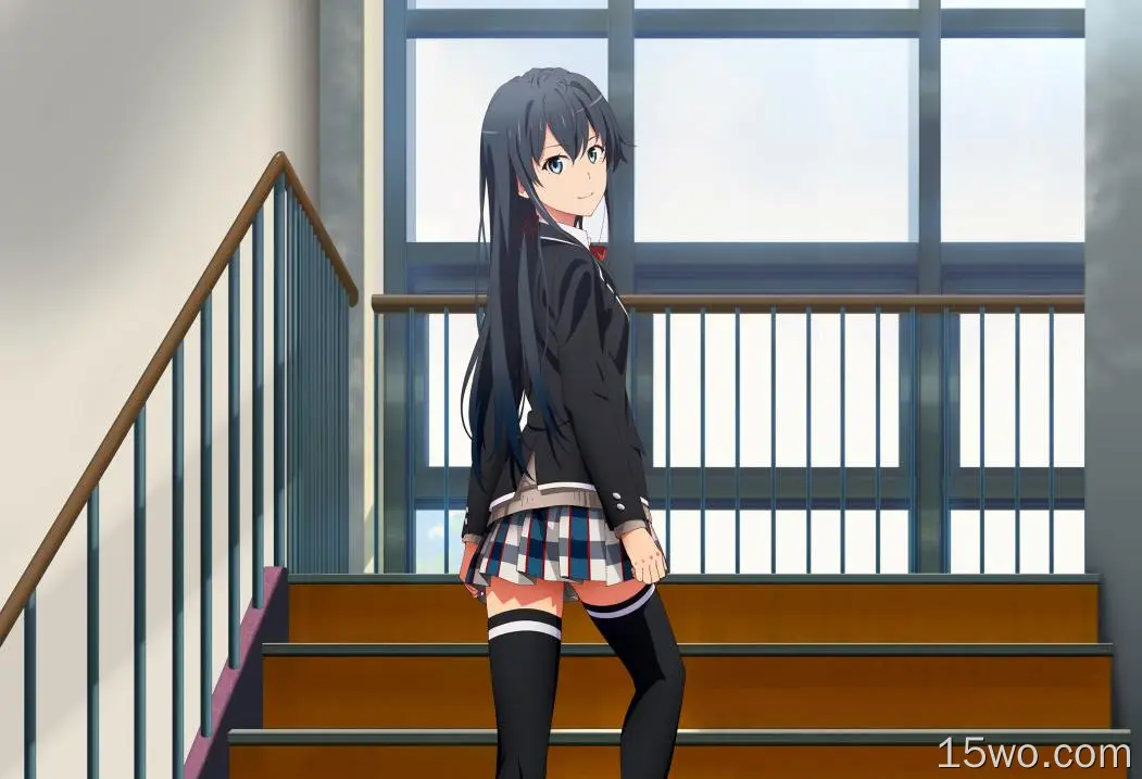 动漫 我的青春恋爱物语果然有问题 Yukino Yukinoshita Schoolgirl Black Hair Skirt 高清壁纸
