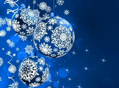 节日 圣诞节 Christmas Ornaments 蓝色 雪花 Sparkles 高清壁纸 9000x7200