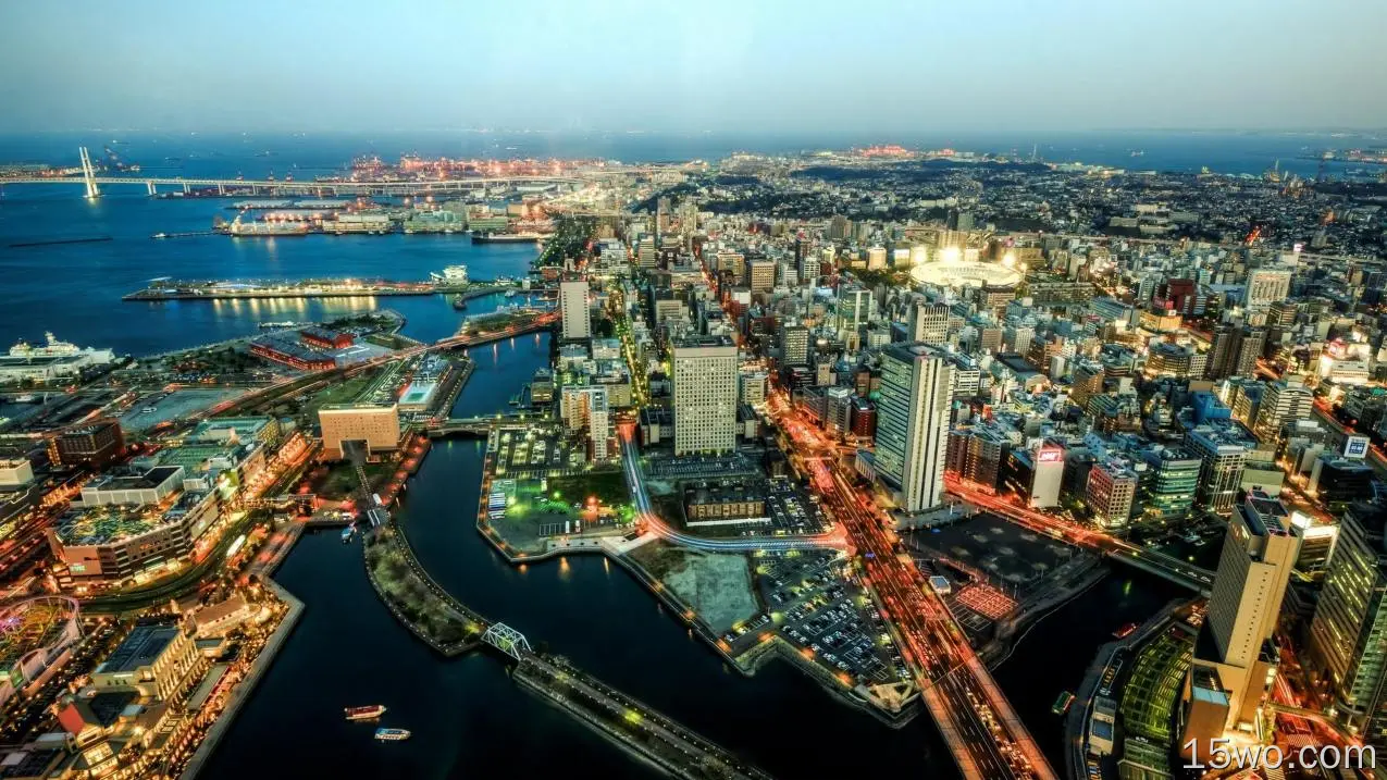 人造 Yokohama 城市 日本 Cityscape 高清壁纸