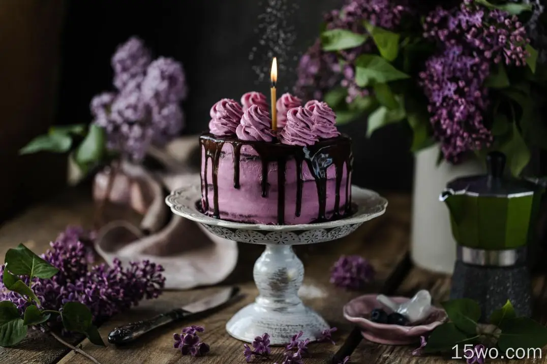 食物 蛋糕 丁香 花 甜点 Purple Flower 高清壁纸
