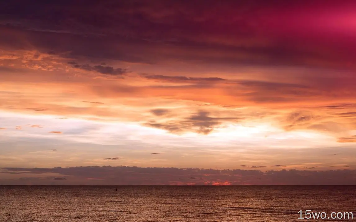 nf93日落湖海水天云自然耀斑