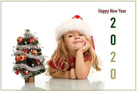 节日 New Year 2020 Happy New Year 儿童 Christmas Tree Santa Hat 高清壁纸 2560x1706