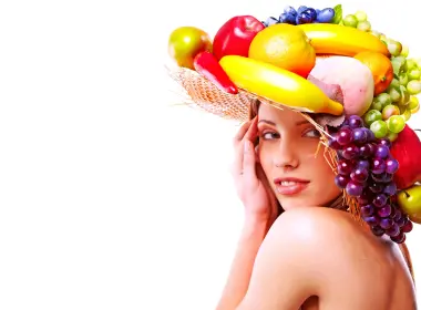 女性 美女 Hat 模特 面容 水果 Colorful 高清壁纸 5376x3360