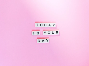 今天是你的一天，励志语录，粉色背景，文字 5184x3456
