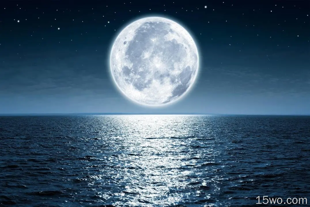 月亮海夜5k壁纸