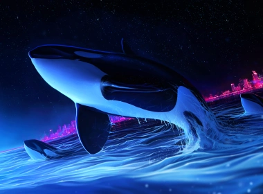 海豚之夜逆戟鲸数字艺术壁纸 4000x2250