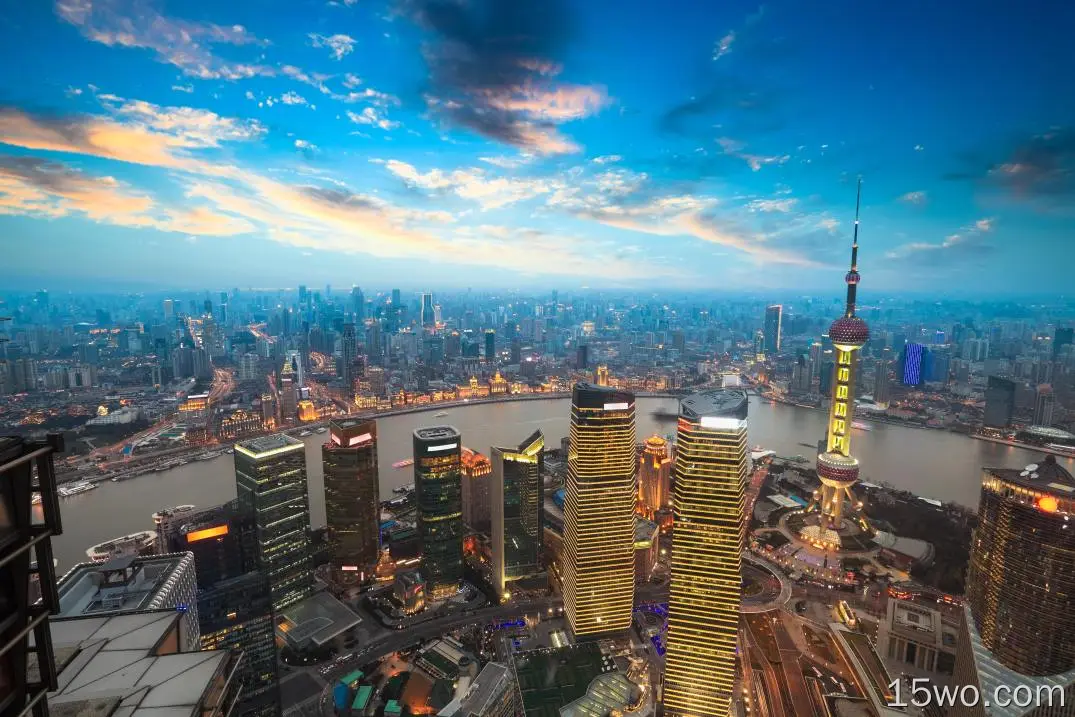 都市风景上海中国摩天大楼5k壁纸