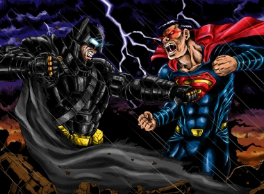 蝙蝠侠V超人粉丝艺术插画壁纸 3309x2136