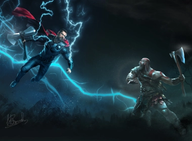 Thor Vs Kratos艺术壁纸 2560x1600