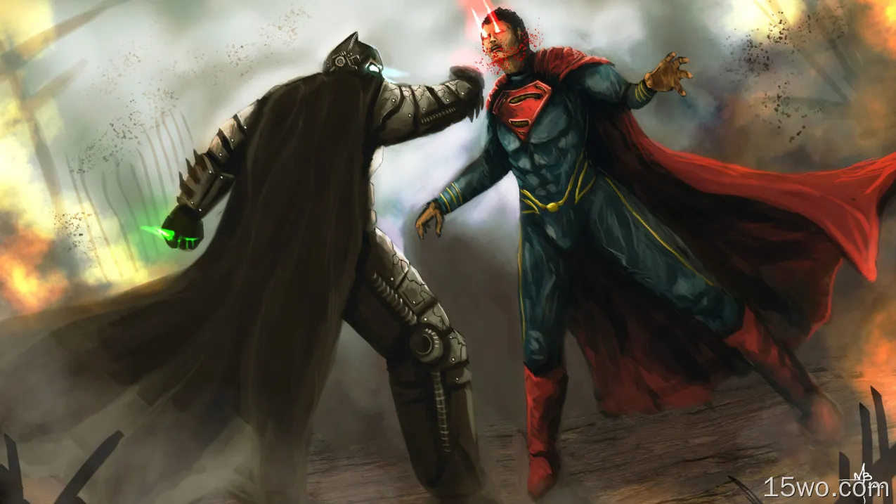 蝙蝠侠VS超人艺术品壁纸