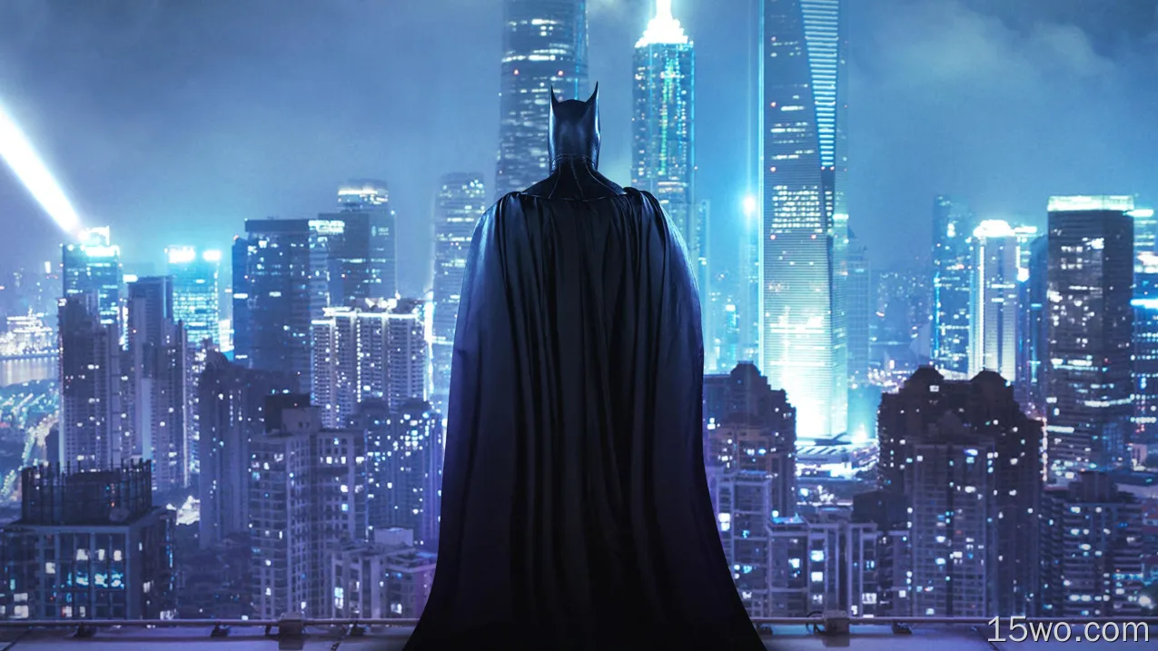 站立在屋顶壁纸的蝙蝠侠