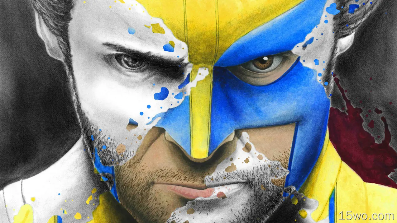 Wolverine Splatter Portrait 5k壁纸