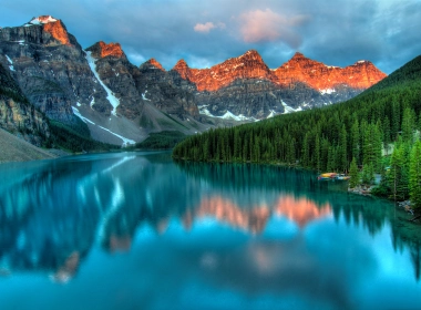 冰碛湖日出,加拿大最美丽的湖泊冰碛湖风景4k高清壁纸 4270x2847