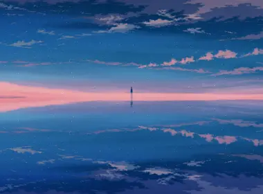 Pixiv,artwork,sky,reflection,clouds,silhouette,digital art,watermarked 3840x2160