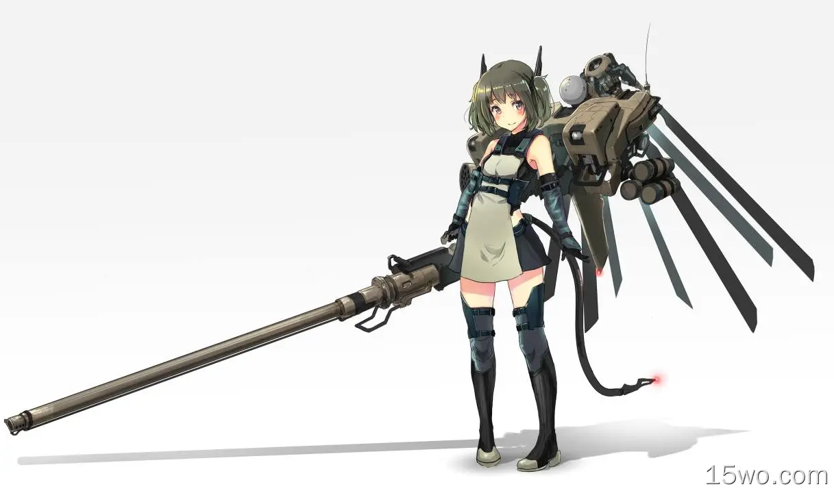 动漫女孩、机甲、重型武器、枪支