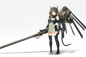 动漫女孩、机甲、重型武器、枪支  4883x2876