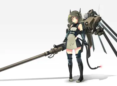 动漫女孩、机甲、重型武器、枪支 4883x2876