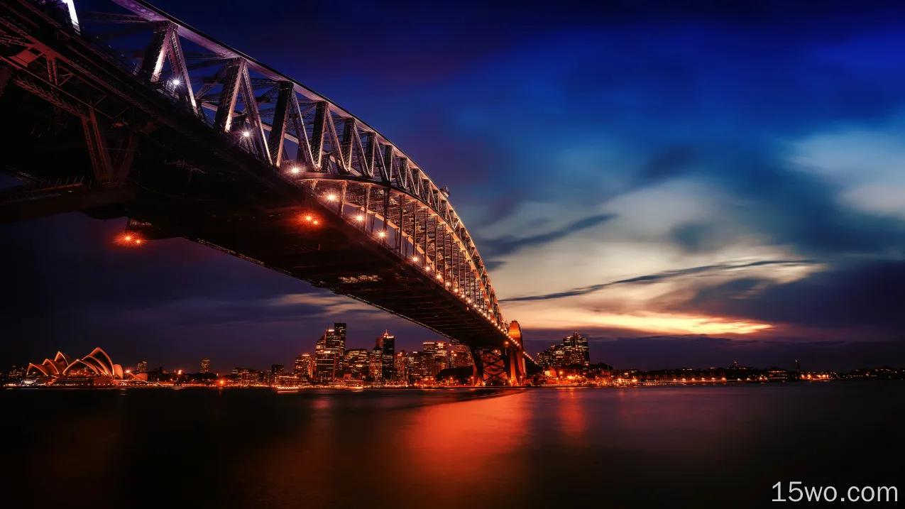 城市之光悉尼港湾大桥4k壁纸