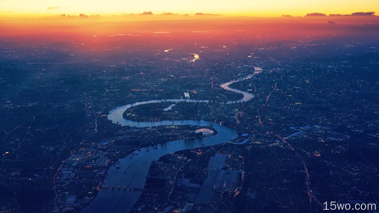 伦敦泰晤士河鸟瞰图壁纸
