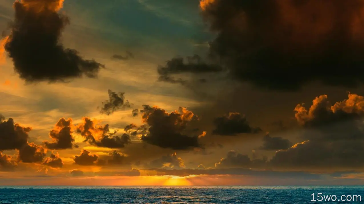 自然 海洋 大自然 Horizon 天空 日落 云 高清壁纸