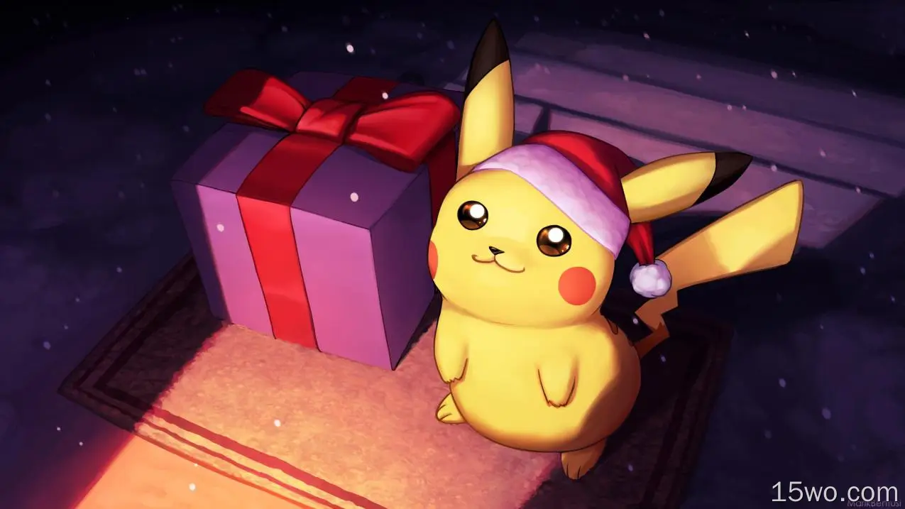 动漫 宠物小精灵 口袋妖怪 Pikachu 圣诞节 Santa Hat 高清壁纸