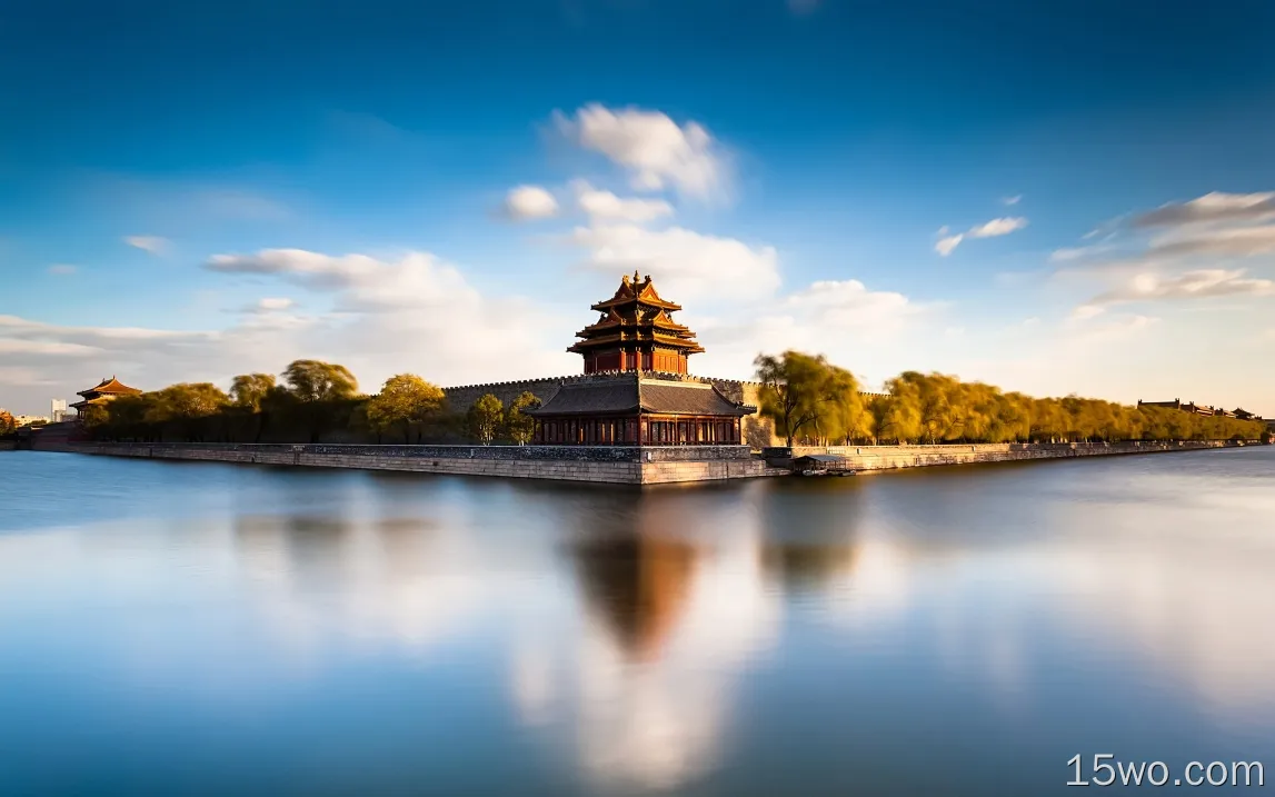 中国，北京，故宫博物院，紫禁城，湖泊，倒影