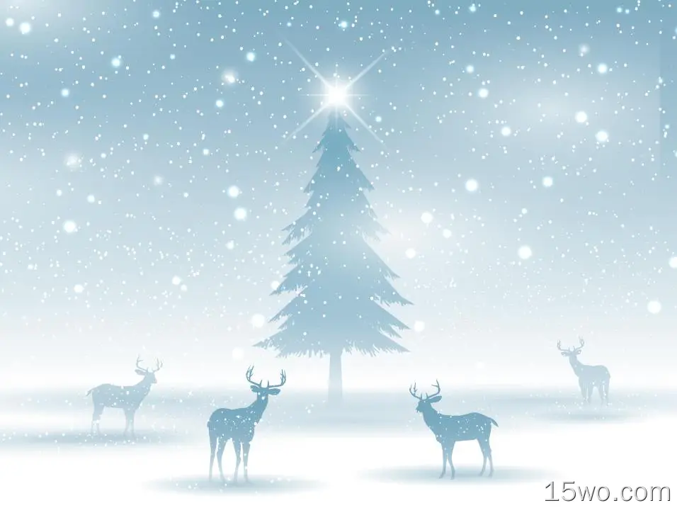 节日 圣诞节 Christmas Tree Reindeer 高清壁纸