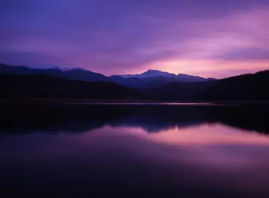 山，湖，黄昏，水中的倒影 3840x2160