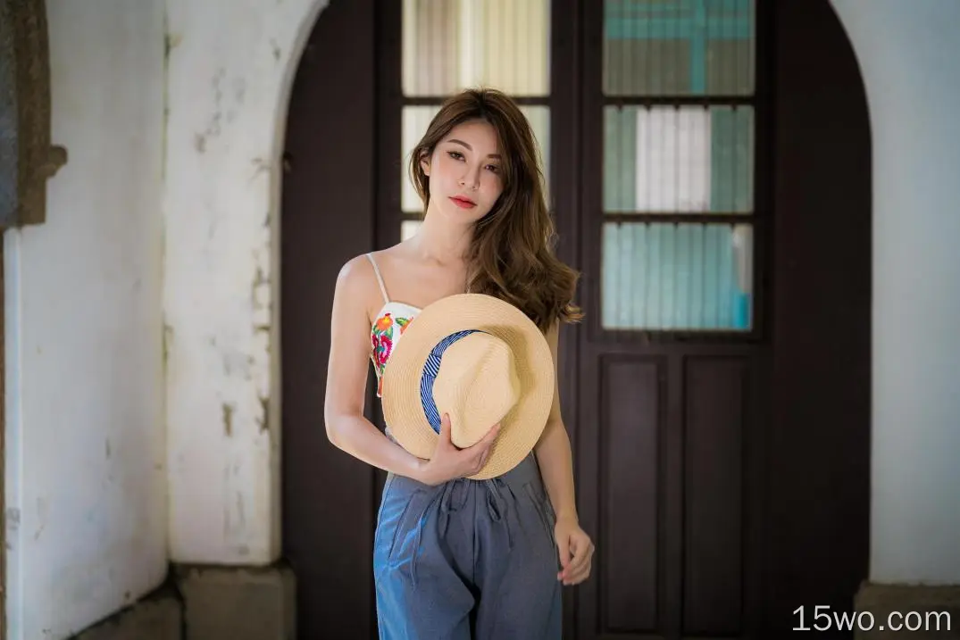 女性 亚洲 女孩 Hat Woman 模特 Brunette Lipstick 高清壁纸