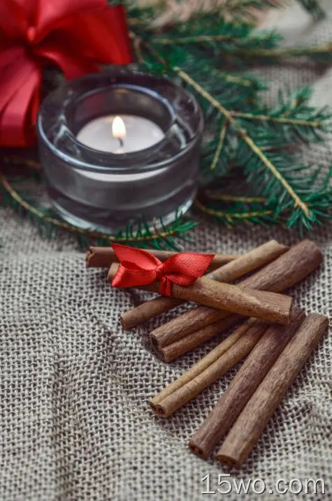 肉桂，圣诞节，蜡烛，2018年新年