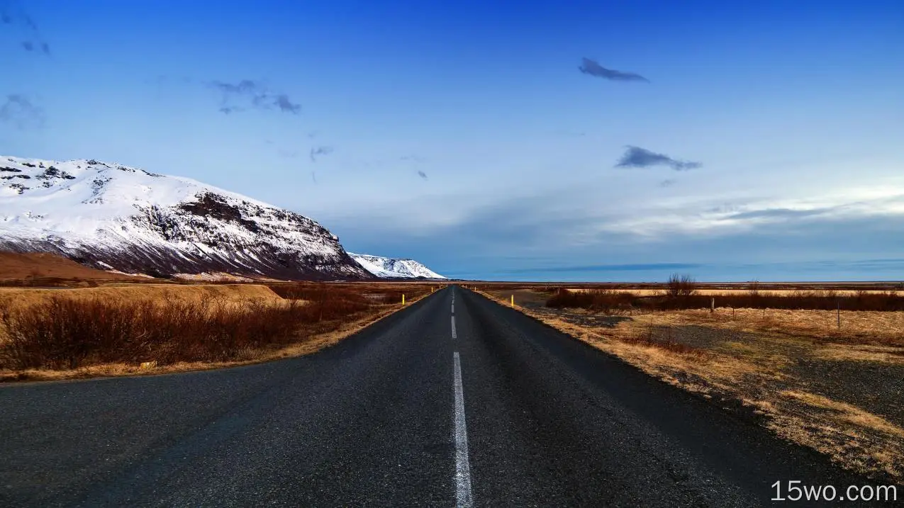 冰岛，漫长的道路，下雪，冬天，风景，天空