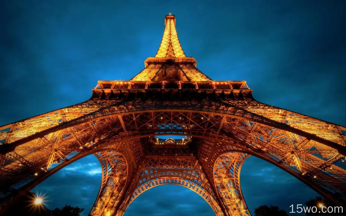 埃菲尔铁塔，俯视图，巴黎，法国，天空，夜晚